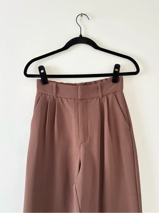 Abercrombie & Fitch Sloane Tailored Pants Wide Leg Trouser High Rise Brown - Picture 3 of 6